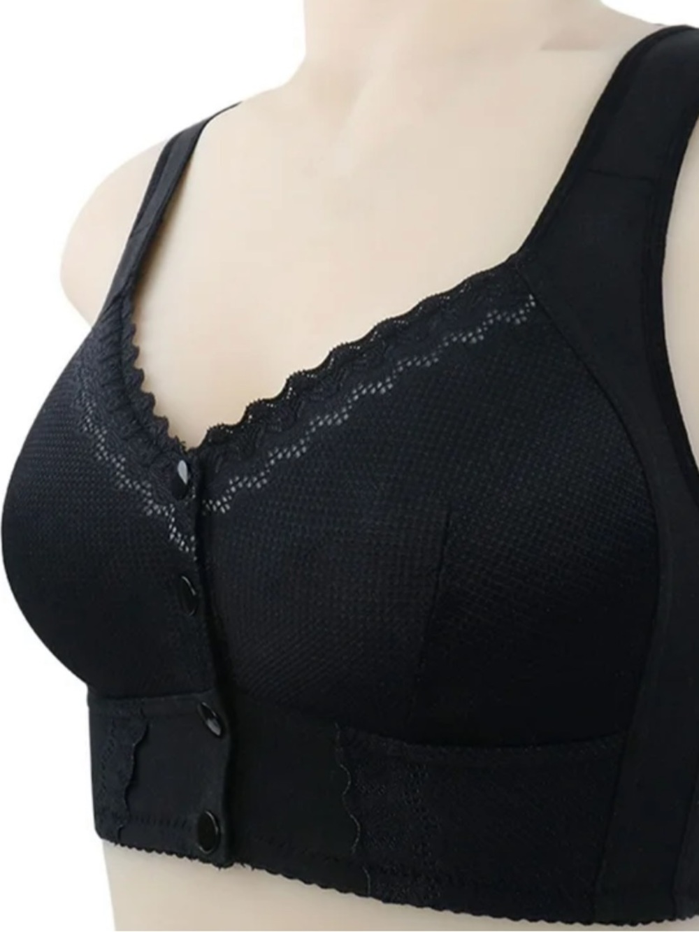 Black Front-Button Soft Cup Bra